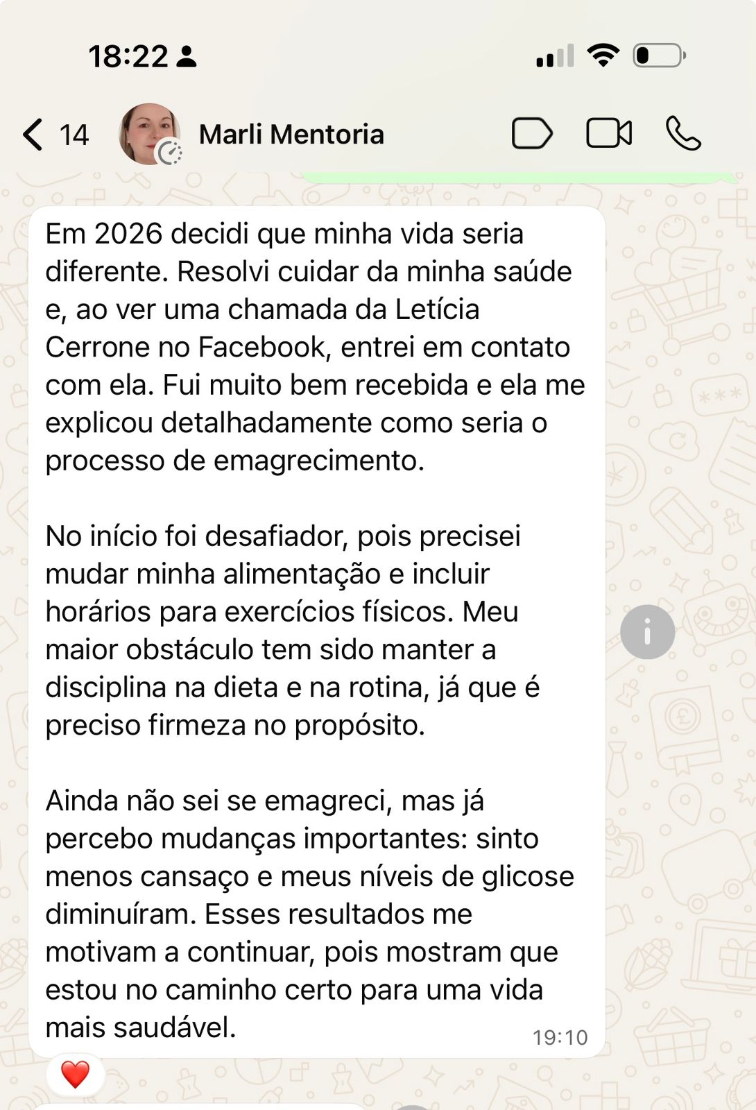 Depoimento de Marli sobre a mentoria