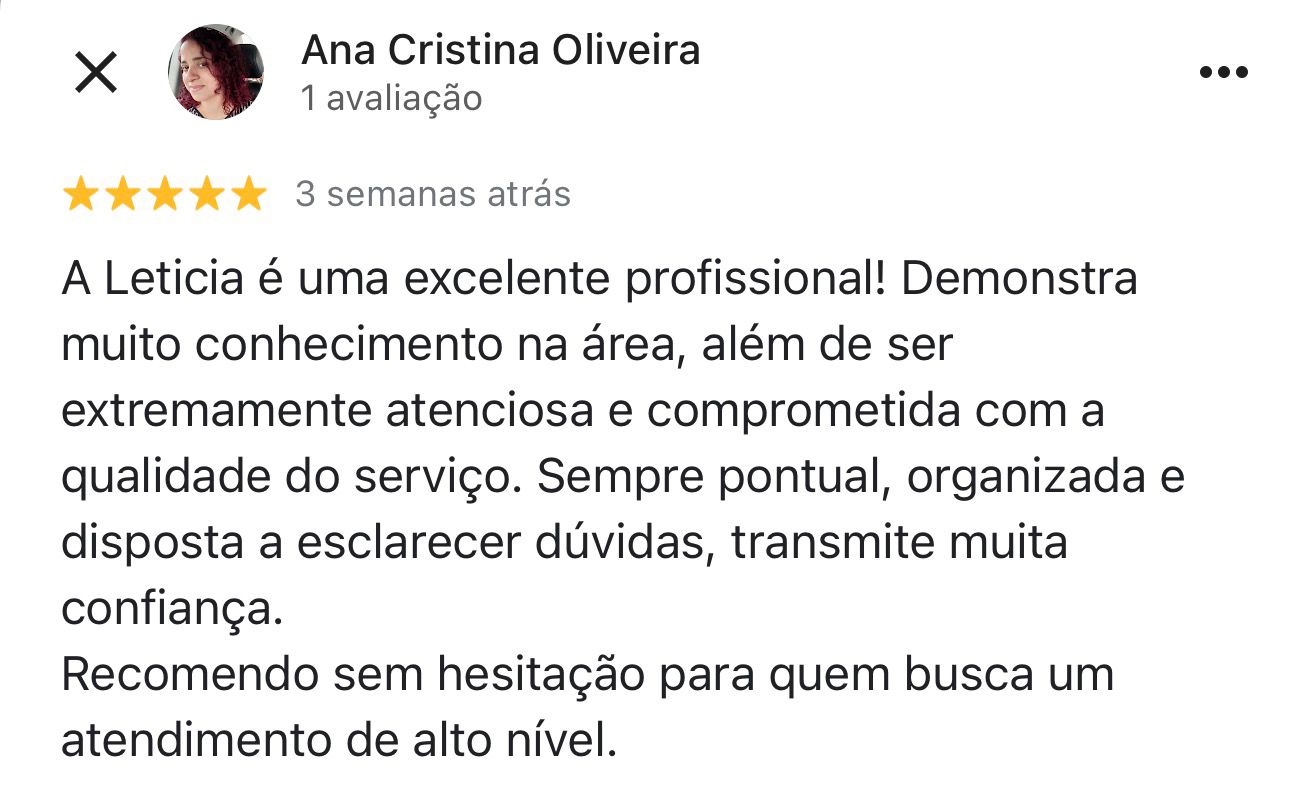 Avaliação 5 estrelas de Ana Cristina Oliveira