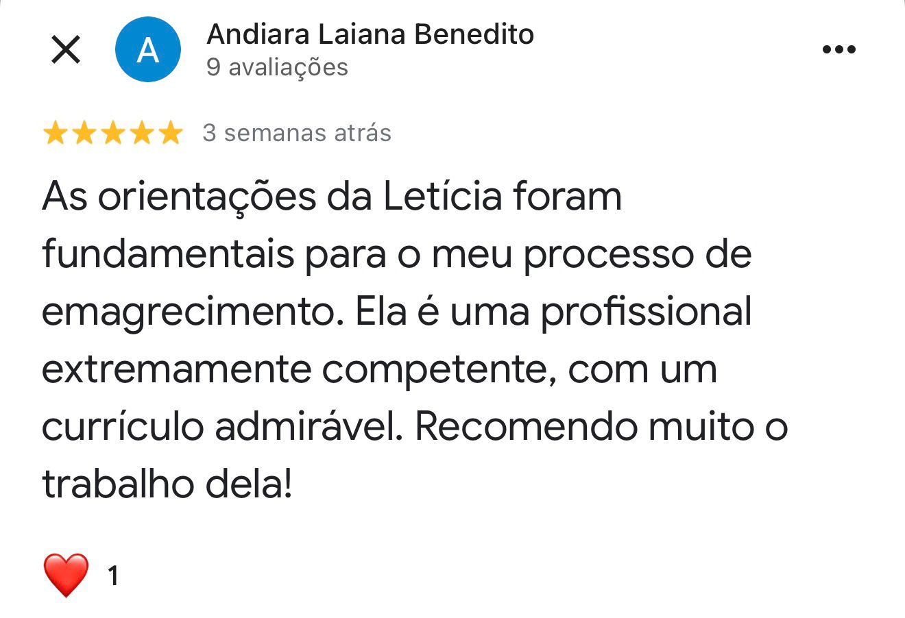 Avaliação 5 estrelas de Andiara Laiana Benedito
