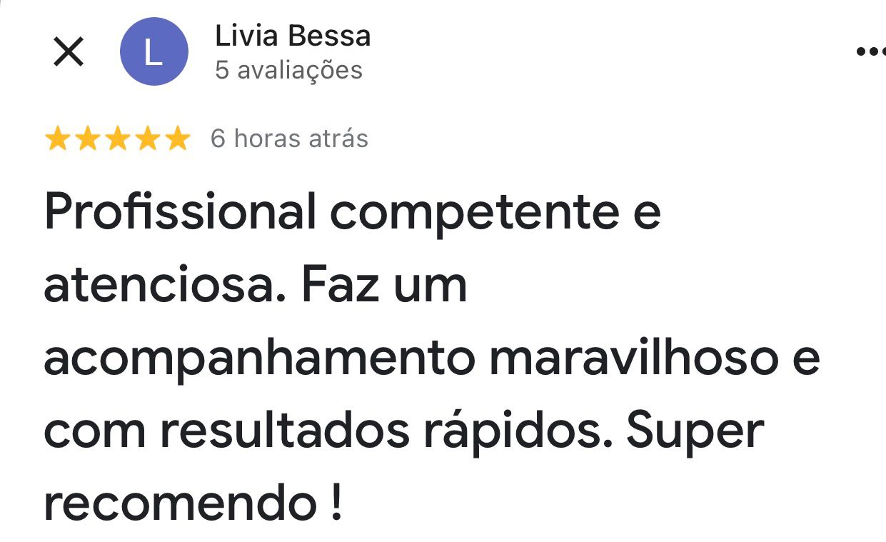 Avaliação 5 estrelas de Livia Bessa