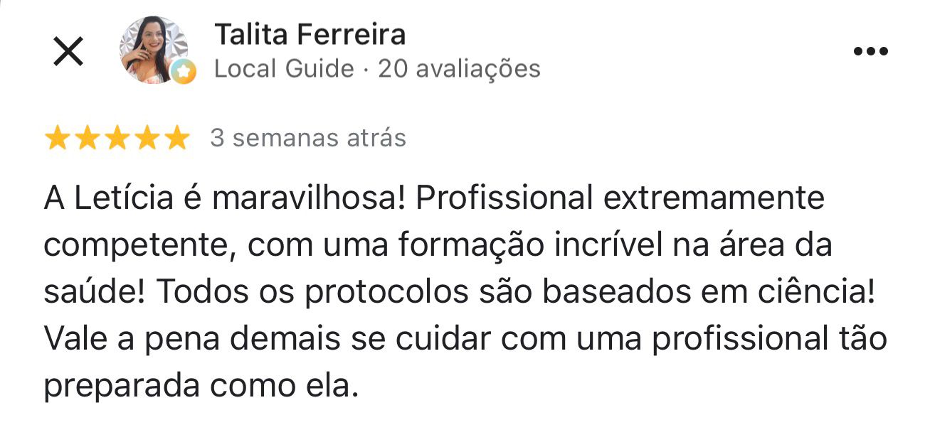 Avaliação 5 estrelas de Talita Ferreira